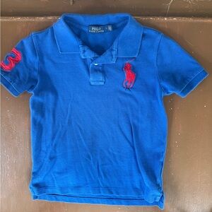 Polo by Ralph Lauren Kids Blue and Red Big Pony Polo Shirt - size 7
